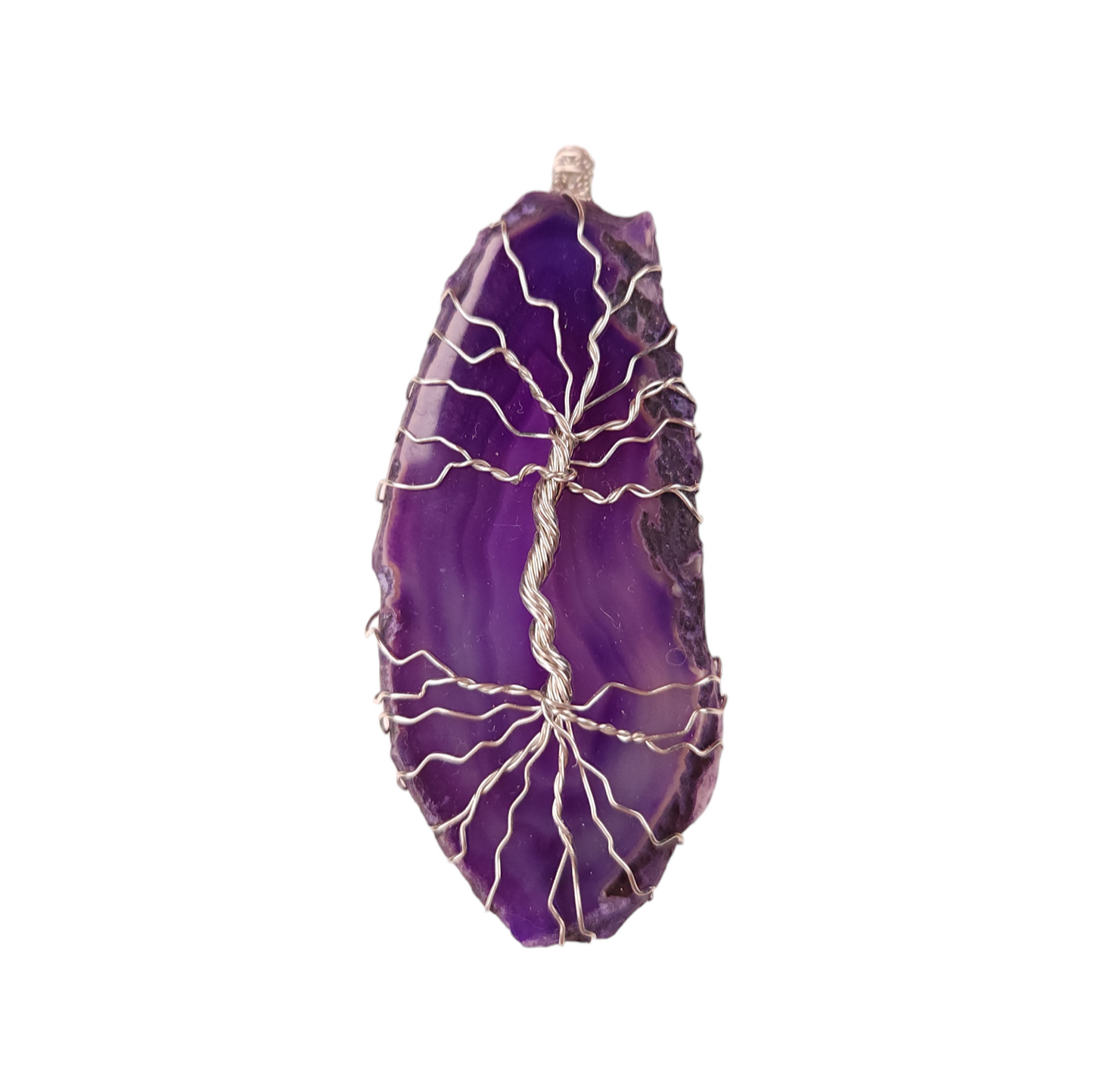 Wire Wrapped Sliced Agate Tree of Life Pendant