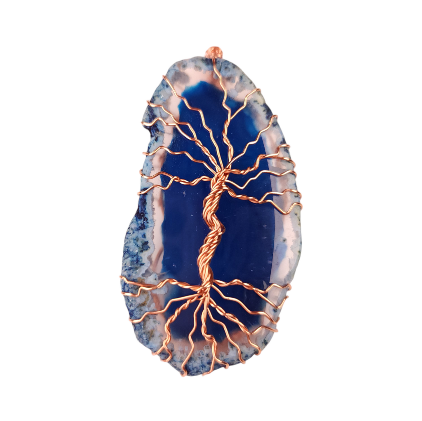Wire Wrapped Sliced Agate Tree of Life Pendant