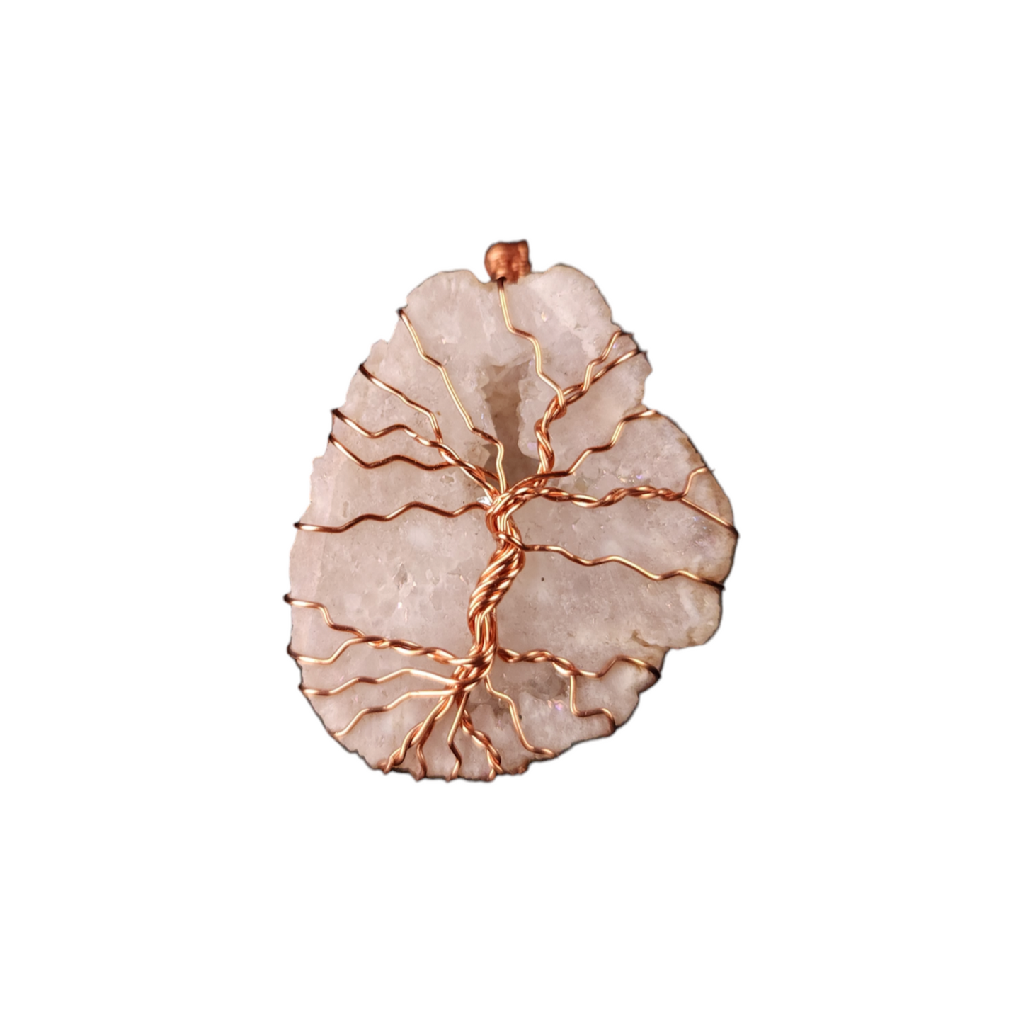 Wire Wrapped Sliced Quartz Tree of Life Pendant