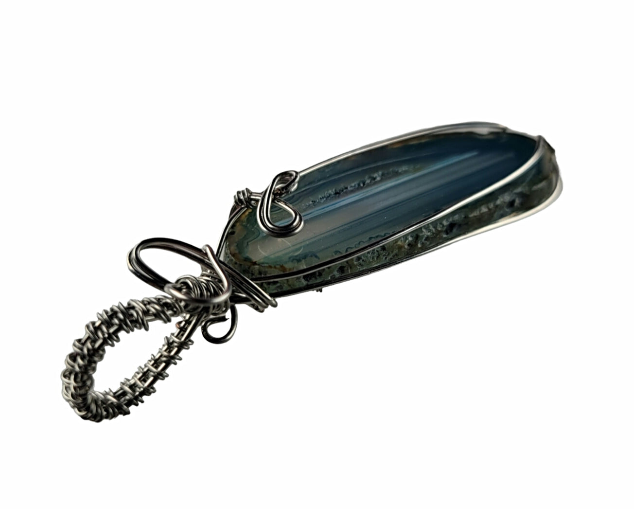 Wire Wrapped Agate Slice Pendant