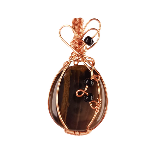 Wire Wrapped Falcon's Eye Pendant
