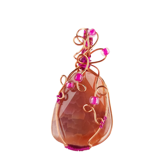 Wire Wrapped Dyed Agate Pendant