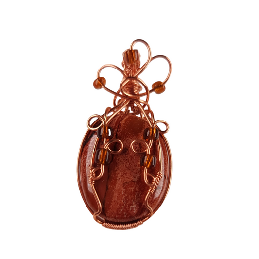 Wire Wrapped Red Jasper Pendant