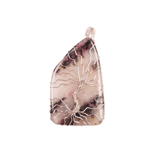 Wire Wrapped Rhodonite Tree of Life Pendant