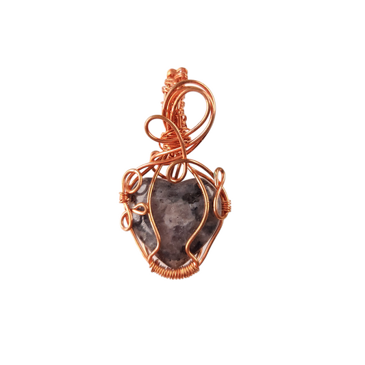 Wire Wrapped Heart Shaped Larvikite