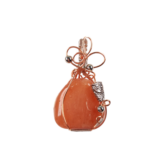 Wire Wrapped Peach Aventurine Pendant