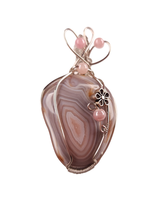 Wire Wrapped Botswana Agate Pendant