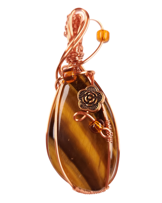 Wire Wrapped Tigers Eye Pendant