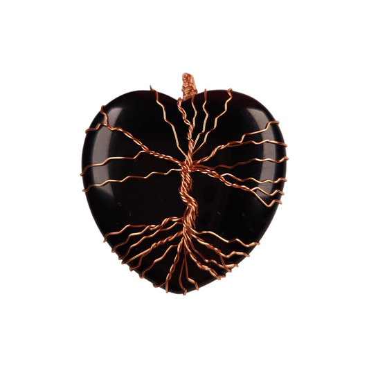 Wire Wrapped Black Tourmaline Tree of Life Pendant