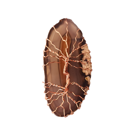 Wire Wrapped Sliced Agate Tree of Life Pendant