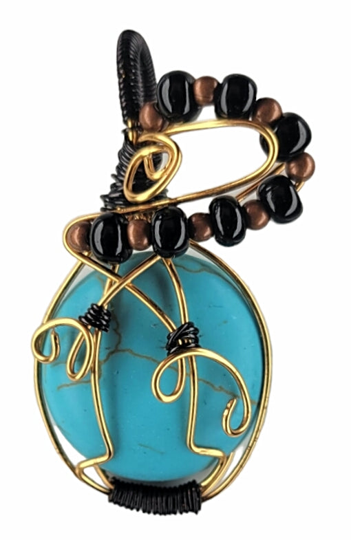 Wire Wrapped Dyed Howlite Pendant