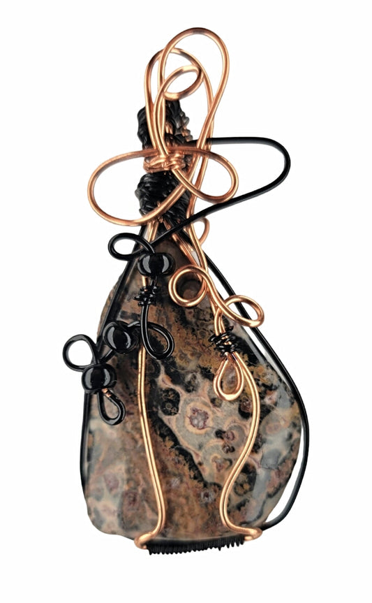 Wire Wrapped Leopard Skin Jasper Pendant