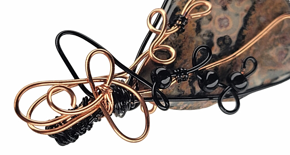 Wire Wrapped Leopard Skin Jasper Pendant