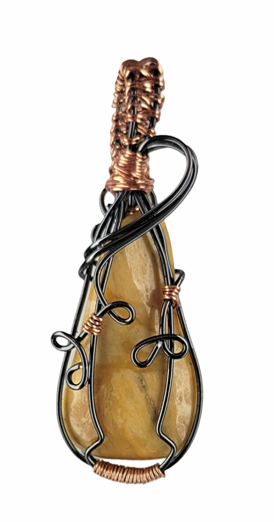 Wire Wrapped Yellow Jasper Pendant