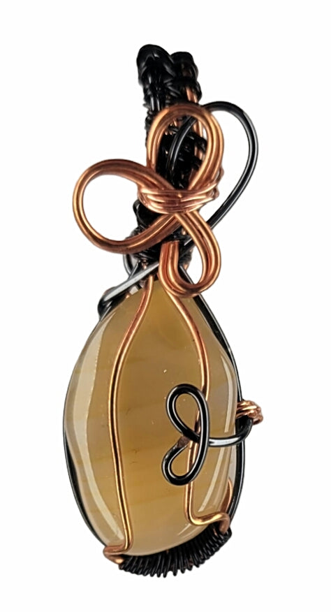 Wire Wrapped Yellow Chalcedony Pendant