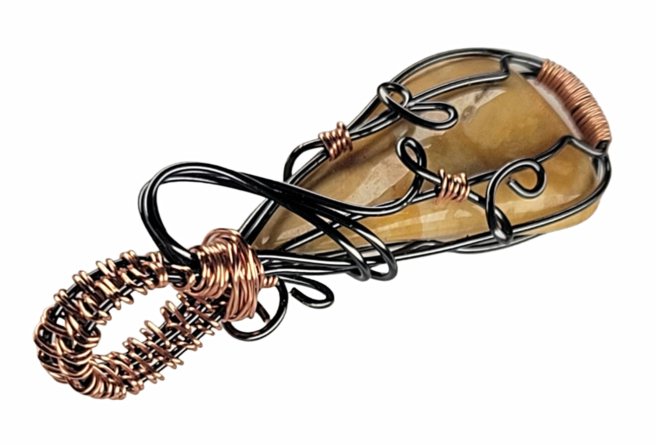 Wire Wrapped Yellow Jasper Pendant