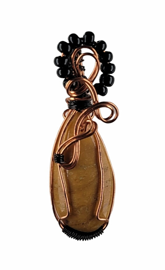 Wire Wrapped Yellow Jasper Pendant