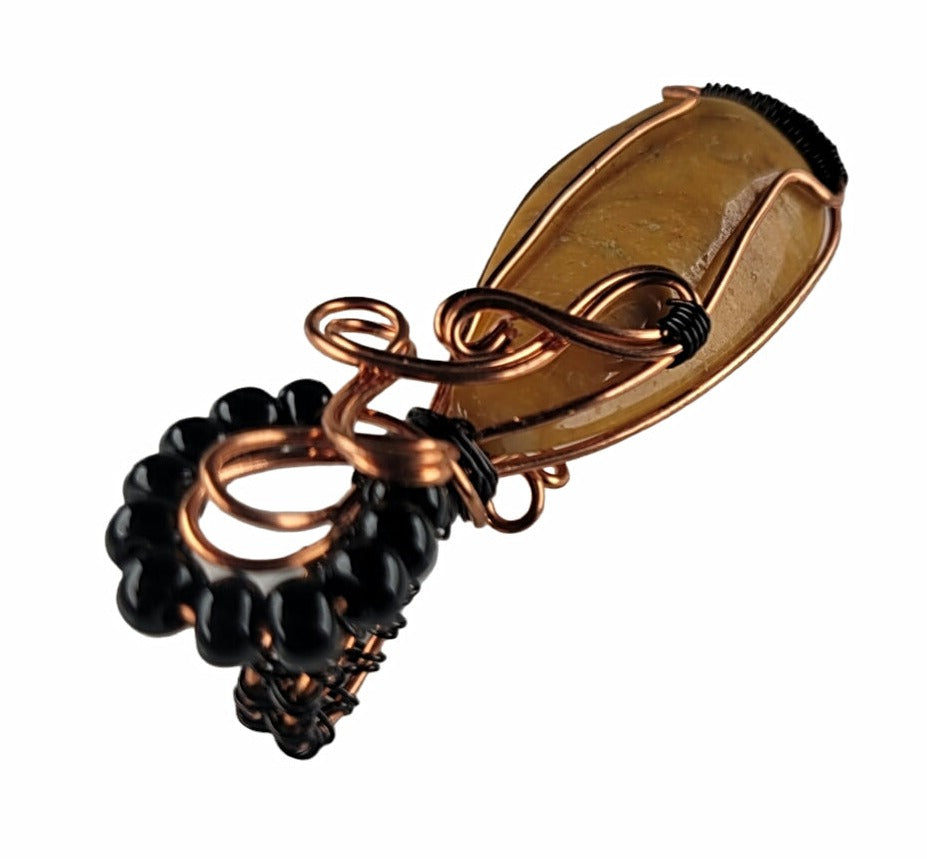 Wire Wrapped Yellow Jasper Pendant