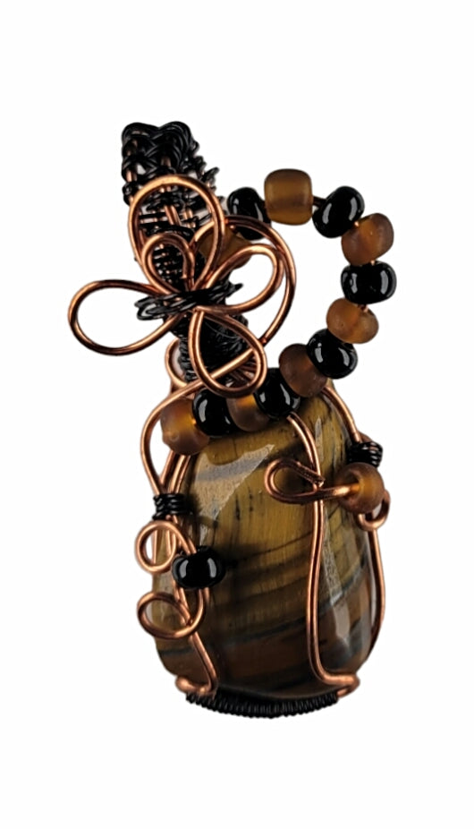 Wire Wrapped Tigers Eye Pendant