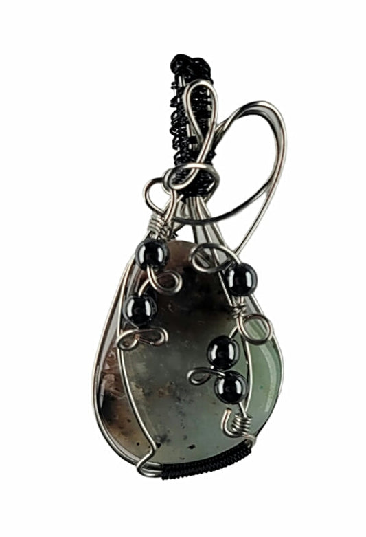 Wire Wrapped Chrysoprase Pendant