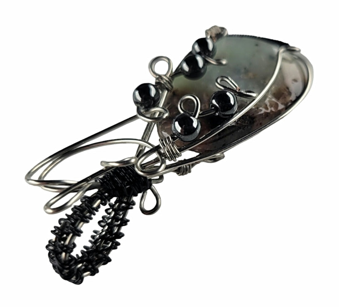 Wire Wrapped Chrysoprase Pendant