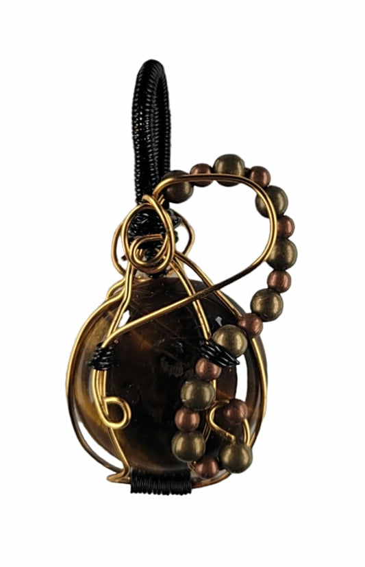 Wire Wrapped Tigers Eye Pendant