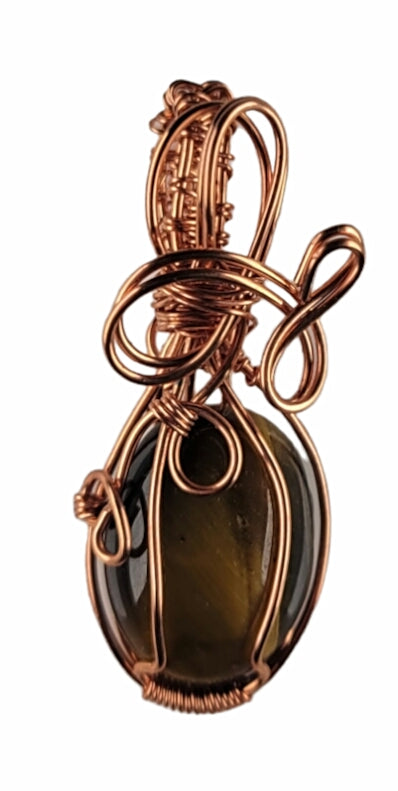 Wire Wrapped Tigers Eye Pendant