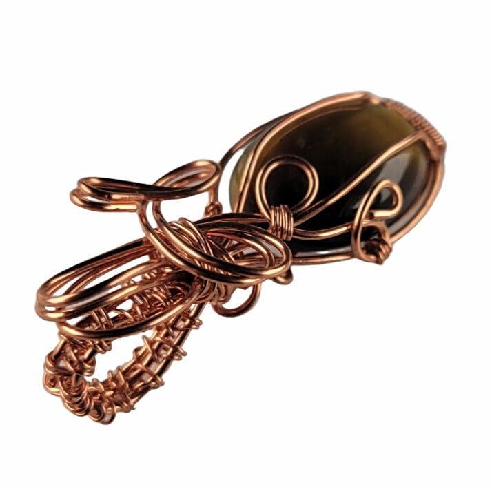 Wire Wrapped Tigers Eye Pendant