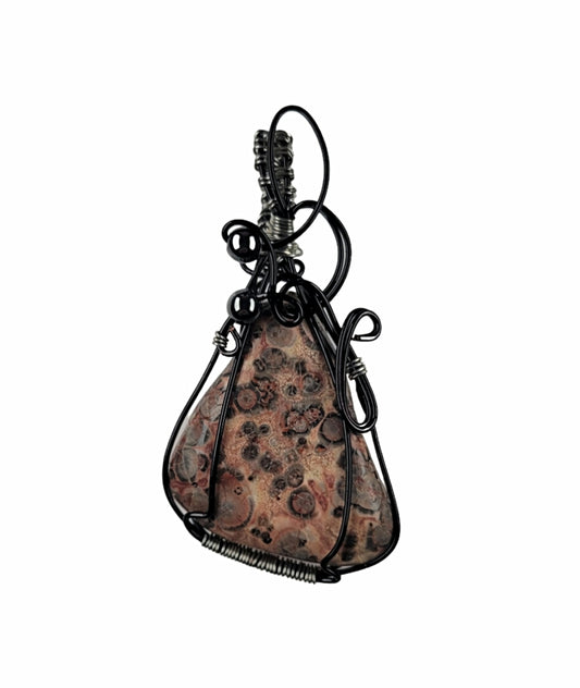 Wire Wrapped Leopard Skin Jasper Pendant