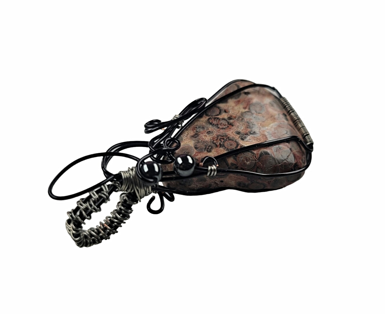 Wire Wrapped Leopard Skin Jasper Pendant