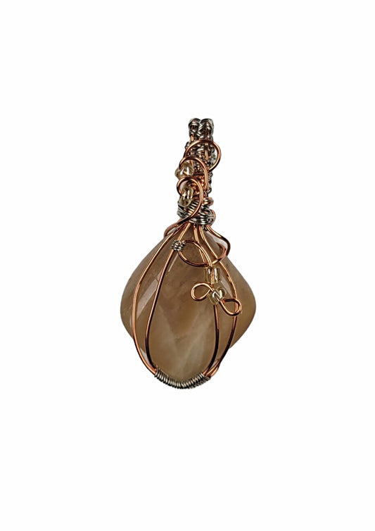 Wire Wrapped Peach Moonstone Pendant