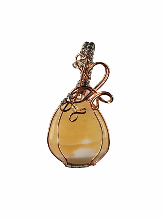 Wire Wrapped Yellow Calcite Pendant