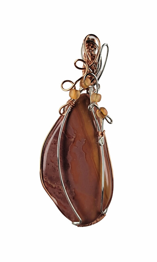 Wire Wrapped Polychrome Jasper Pendant