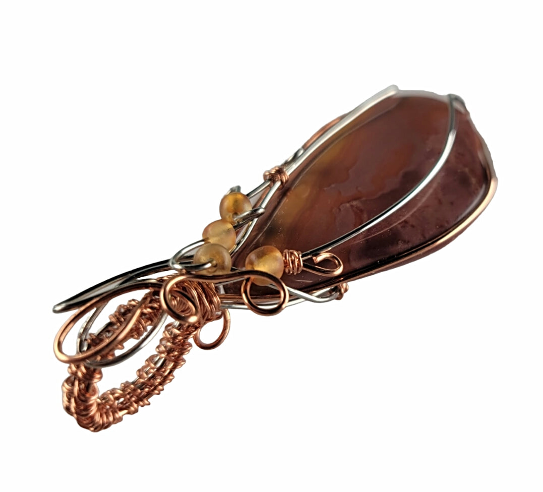 Wire Wrapped Polychrome Jasper Pendant