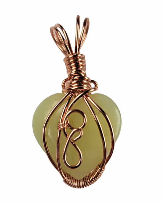 Wire Wrapped Serpentine Heart Pendant