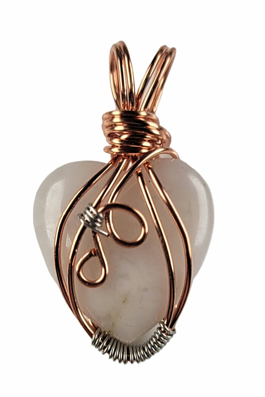 Wire Wrapped Milky Quartz Heart Pendant